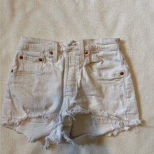 Levi's 501 White Frayed Jean Shorts